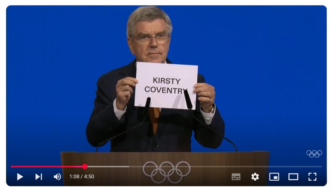 Un vote clair du CIO en faveur de Kirsty Coventry